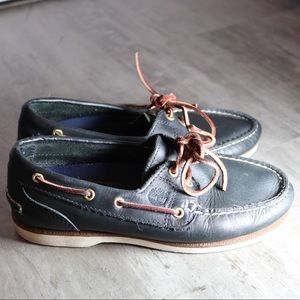 Navy Leather Timberland Boat Shoes